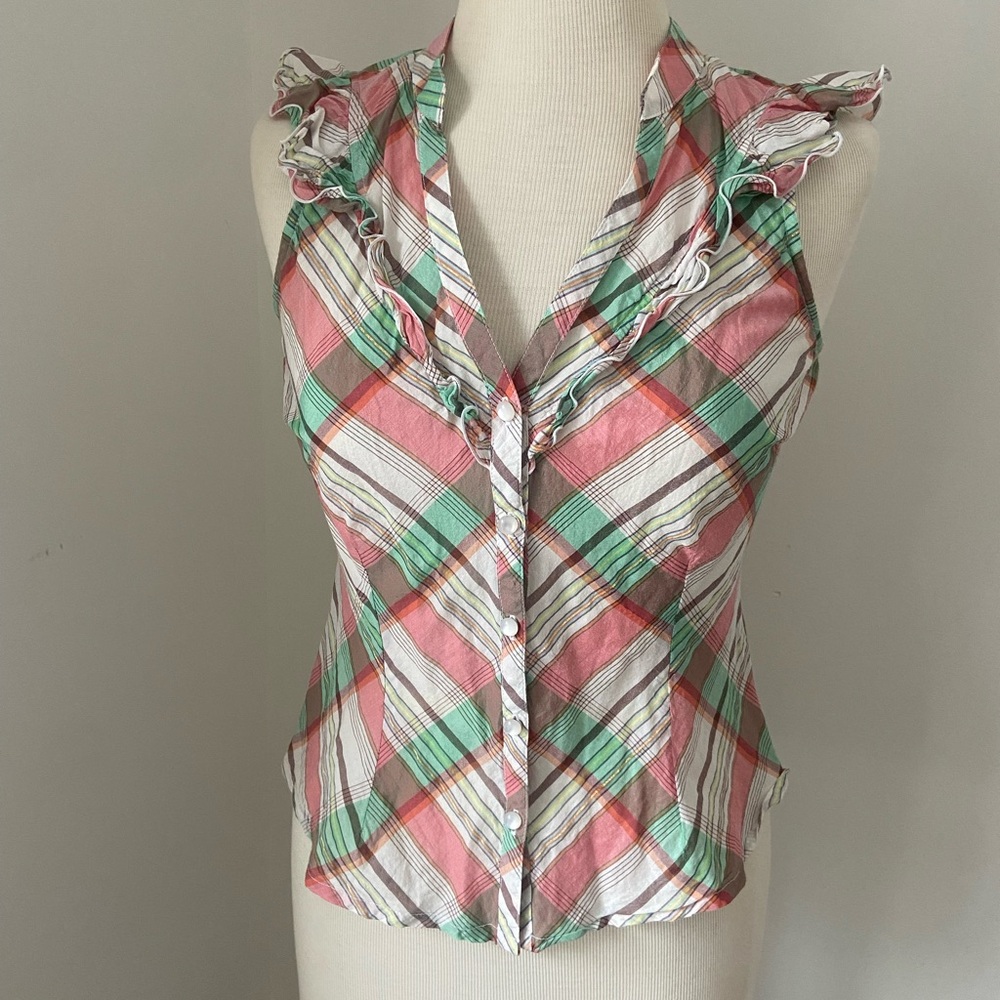 Plaid Ruffle Blouse